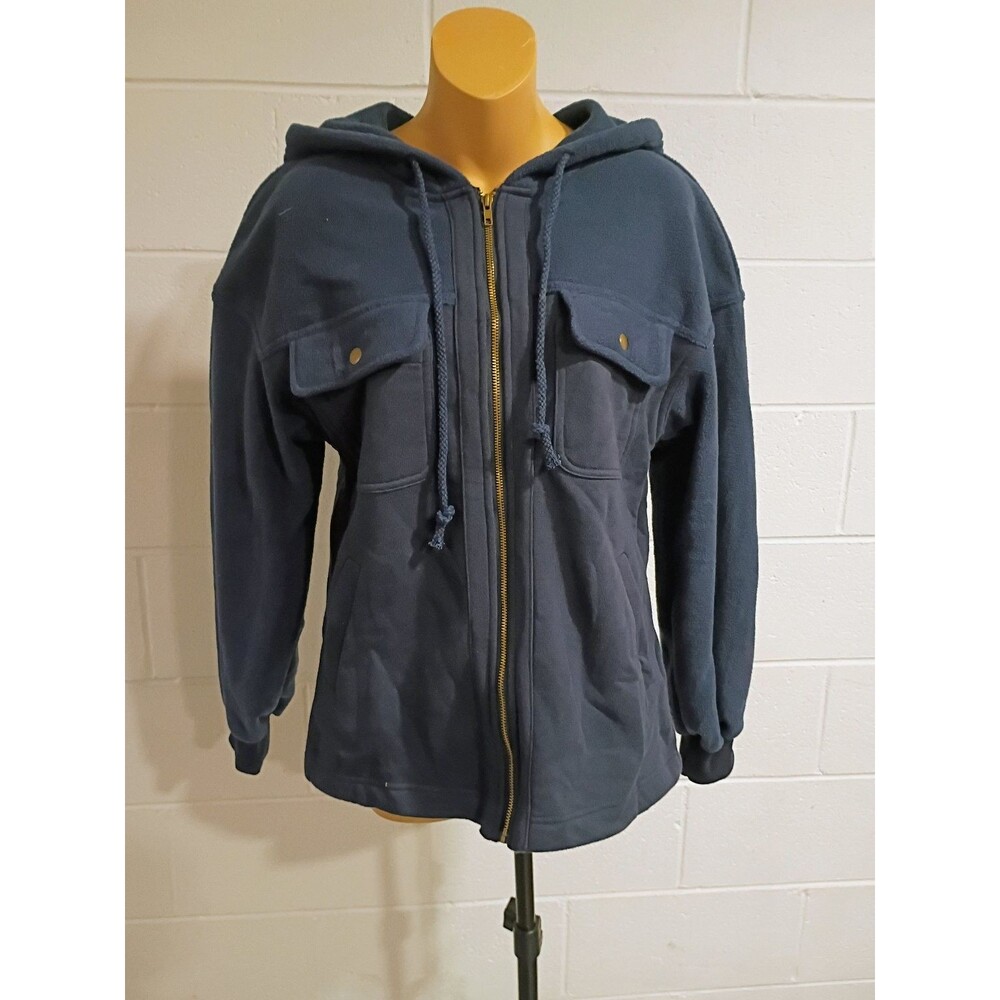 Boys' Navy Blue Full Zip Hoodie Fleece Sweatshirt Jacket Size S 50/50 Blend